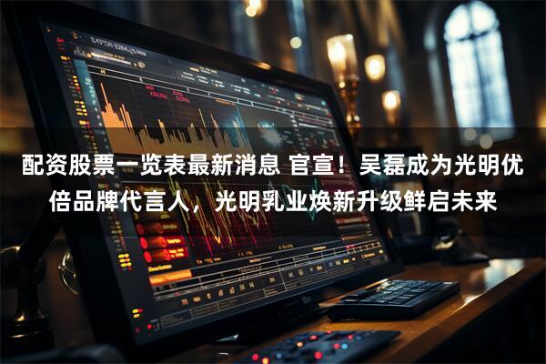配资股票一览表最新消息 官宣！吴磊成为光明优倍品牌代言人，光明乳业焕新升级鲜启未来